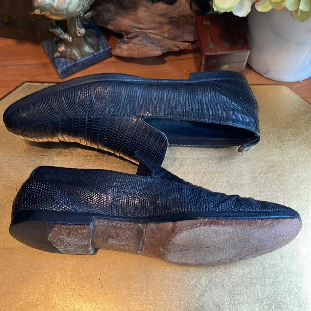 EXOTIC Bally Lizard Loafers in Black Leather